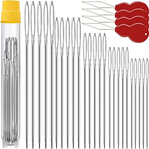 50 Pack Premium Large Eye Needles for Hand Sewing with 4 Needle