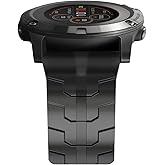 22mm Mecha Steel Bands Compatible for Garmin Fenix 8 47mm/7/6/5 Band,Quick Fit Rugged Utra Metal Strap with Folding Clasp for Fenix 5 Plus/Epix Gen 2/Forerunner 965/Epix Pro 47mm/45mm Instinct 3/2 Men