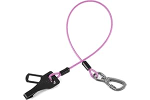 MI METTY Dog Car Seat Belt - 3-in-1 Heavy Duty Safety Harness with Locking Carabiner, Universal Buckle Adapter, Chew-Proof Steel Rope (Purple, 32in/80cm)