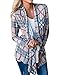 Ruanyu Women's Plaid Print Long Sleeve Elbow Patch Draped Open Front Cardigan Sweater