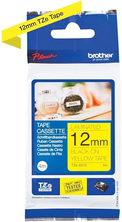 Brother TZe-631S Black on Yellow Laminated Tape 12 mm x 4 m