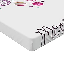 Ambesonne Christmas Fitted Sheet, Colorful Graphic