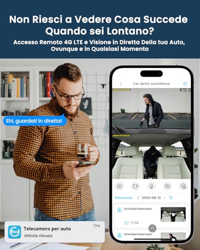 4G LTE Car Dash Cam with SIM, Dual Camera for Car Vandalism, 24/7 Parking, Instant Alerts, Live-Video & Two-Way Audio, GPS, Cloud & SD, Anti-Theft for Fleets & Families