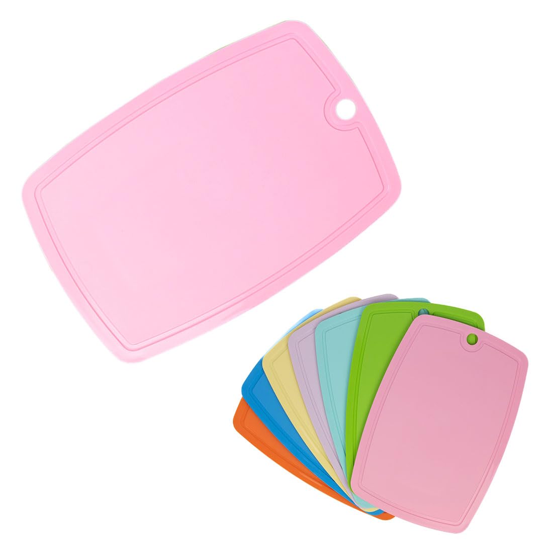 ECO 1 Pc Plastic Chopping Board with Deep Drip Juice Groove | 5MM Thick Non Slip Cutting Boards for Kitchen |Ideal Kitchen Chopping Board for Meat, Fruits & Vegs (Pink)