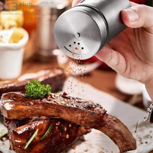 Kit 6 Porta Temperos Inoxdável com Vidro 120ml Tampa Giratória 3 Níveis Hermético Saleiro Pimenteiro Paliteiro Porta Condimentos para Cozinha e Churrasco