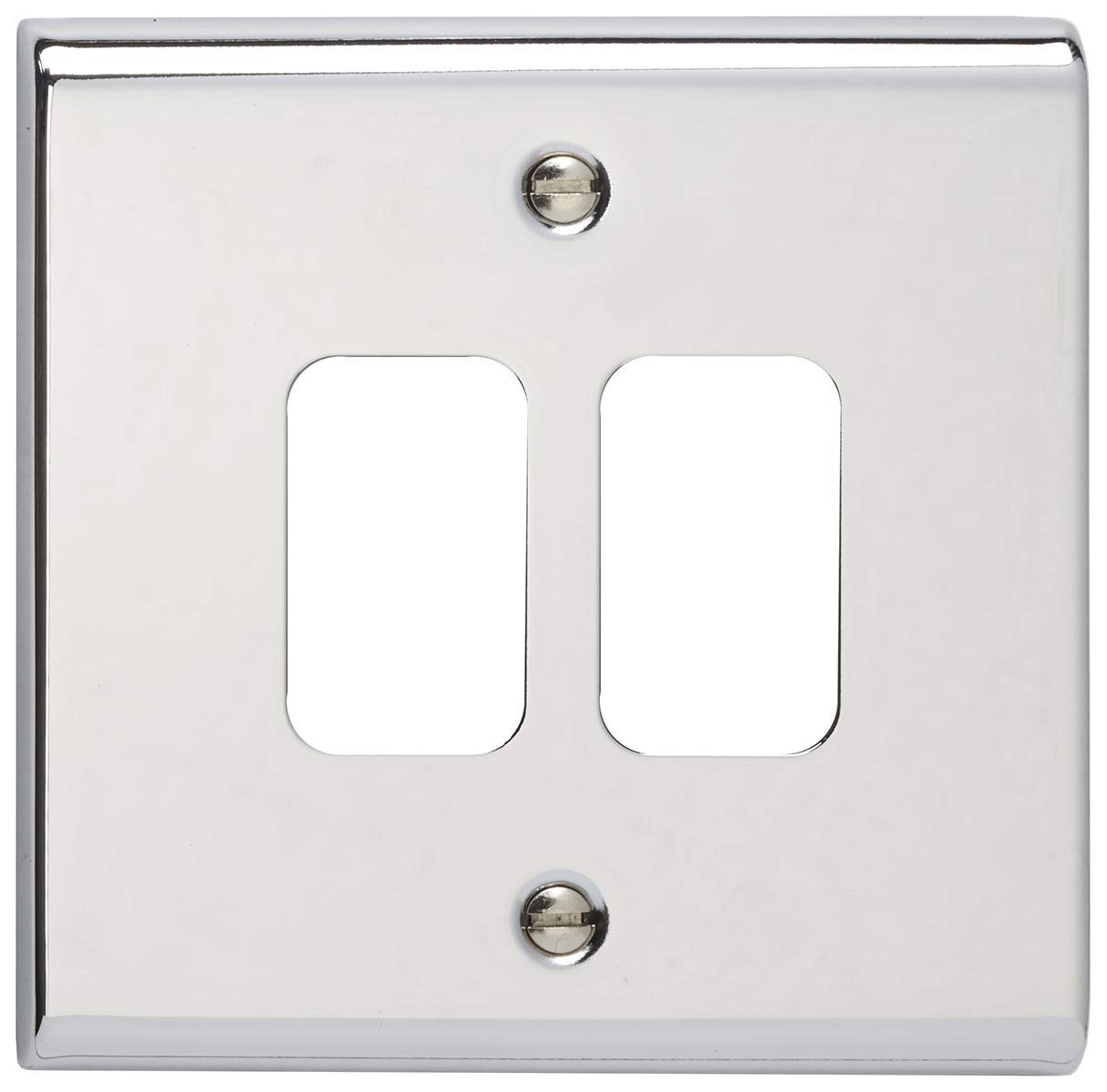 Deta G3422CH 'Slimline Decor' Grid Switch Cover Plate - Polished Chrome 2 Gang