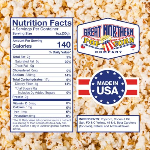 4OZ POPCORN MACHINE POPCORN PACKETS – ALL-IN-ONE MOVIE THEATER STYLE POPCORN KERNELS, SALT, AND OIL PACKS BY GREAT NORTHERN POPCORN (24 CASE)
