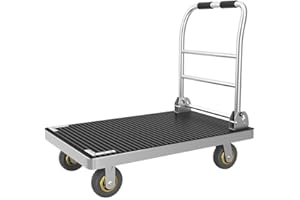 ZZBSOD Heavy Duty Platform Truck Cart, Folding Platform Cart with Rubber Mat with 2200 Lb. with 6 in. Swivel Wheels for Groce