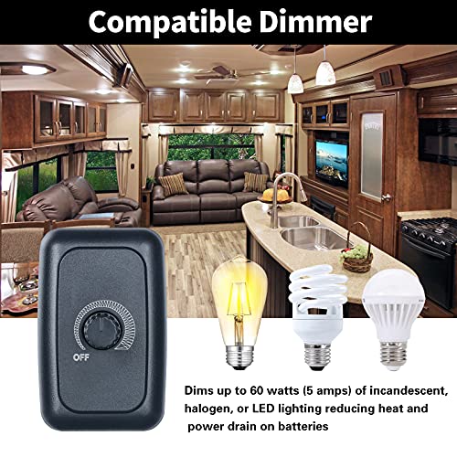 12V Dimmer Switch, Briidea RV 12V 5A 60W Dimmer Switch for LED, Halogen
