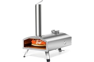 POLARCOFORGECO 12” Portable Wood Fired Pizza Oven - Stainless Steel Pellet Pizza Stove with Rotating Stone for Outdoor Cooking, Backyard & Camping