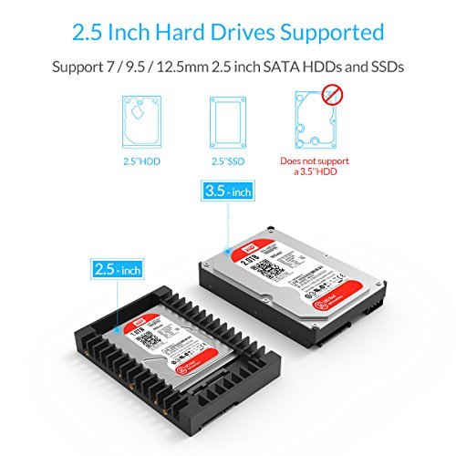 [Update Version] ORICO 2.5" to 3.5" Hard Drive Adapter Converter Mounting Frame Tray for 7 / 9.5 / 12.5mm 2.5 Inch HDD / SSD with SATA III Interface