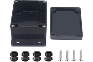 Otdorpatio Project Box ABS Black Electrical Boxes IP67 Outdoor Waterproof Junction Box Electronic with Mounting Ears Includes Cable Glands for DIY Project 4.5 x 3.5 x 2.2 inch (115x90x55mm)