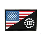 American Flag and Three Percenter PVC Rubber Morale Patch by NEO Tactical Gear - 3 Percent Morale Patch - US Flag Patch - Military Morale Patch Velcro Backed