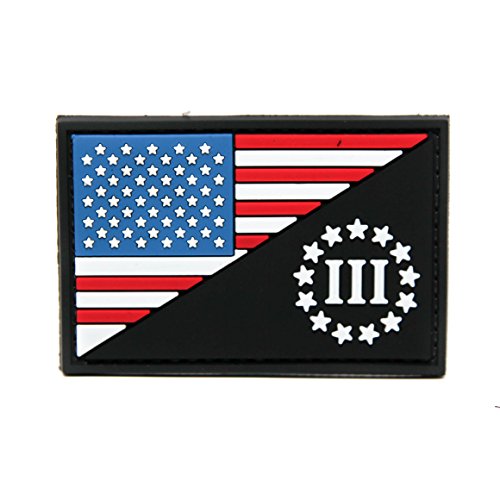 American Flag and Three Percenter PVC Rubber Morale Patch by NEO Tactical Gear - 3 Percent Morale Patch - US Flag Patch - Military Morale Patch Velcro Backed