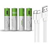 Rechargeable USB 10440 Lithium ion Battery, High Capacity 3.7V 750mWh Rechargeable 10440 Battery, Fast Charge, 1200 Cycle wit