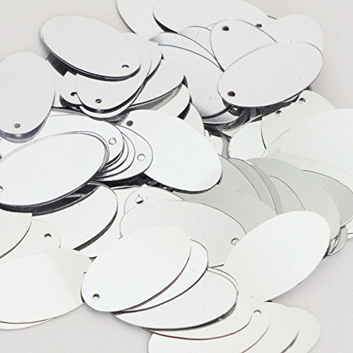 Silver Shiny Metallic Oval 7/8