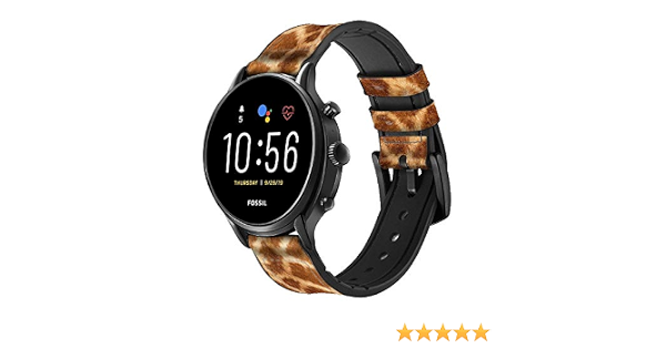 Amazon.com: CA0051 Giraffe Skin Leather \u0026 Silicone Smart Watch Band Strap  for Fossil Mens Gen 5E 5 4 Sport, Hybrid Smartwatch HR Neutra, Collider,  Womens Gen 5 Size (22mm) : Electronics