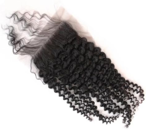 ALI HOT Hair 4x4inch Bleached Knots Closure, Kinky Curly 10inch Human Hair Lace Closure