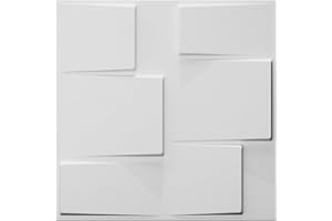 Art3d Plant Fiber Wainscot 3D Wall Panels Matt-White (Set 0f 12) 32 Sq.Ft