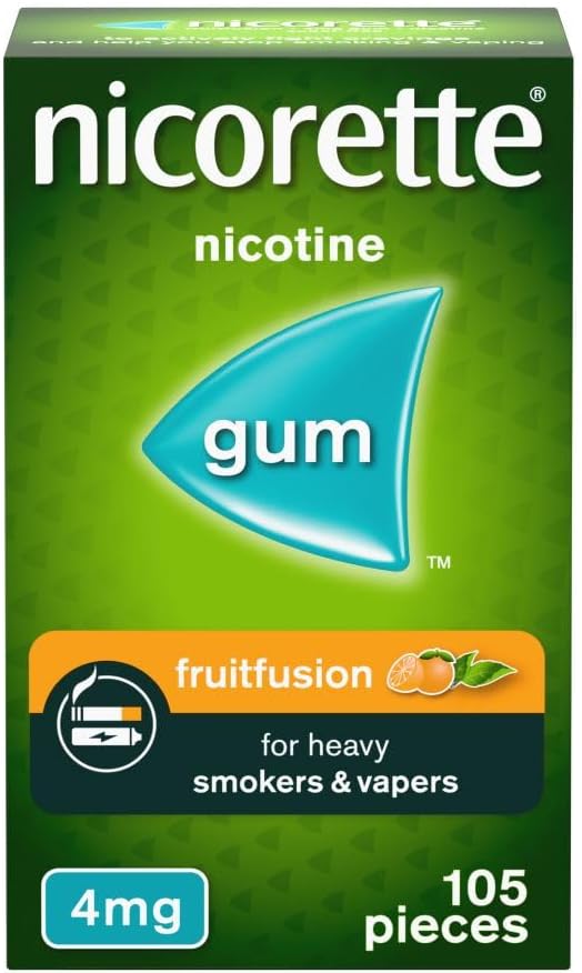 Nicorette FruitFusion 4mg Gum 105 Pieces Stop Smoking Vaping Aid