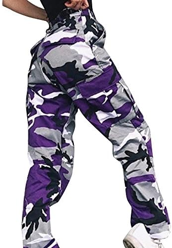 Shineya Women Fashion Loose Camouflage Long Pants Casual Outdoor Sport Pants Purple S