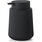 YAUKPH Striped Liquid Hand Soap Dispenser with Leak-Proof Pump for Bathroom and Kitchen Countertop 11oz Black