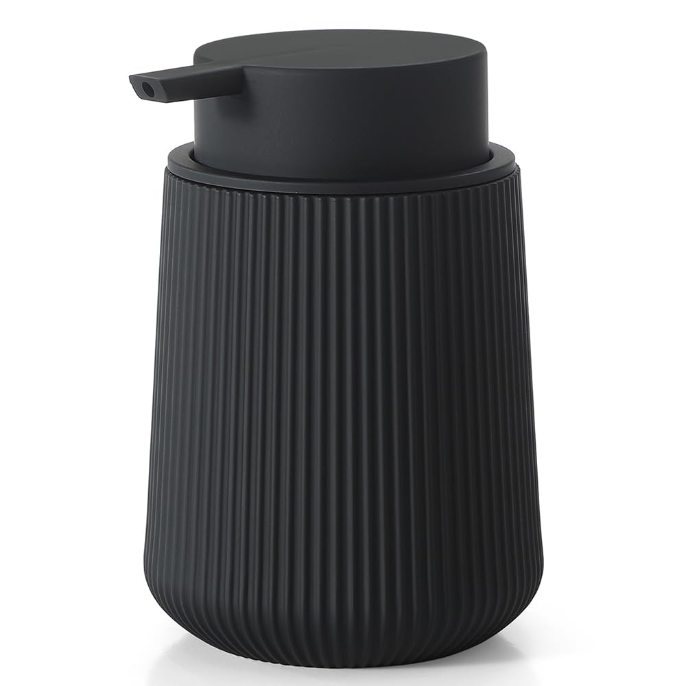 Photo 1 of YAUKPH Striped Liquid Hand Soap Dispenser with Leak-Proof Pump for Bathroom and Kitchen Countertop 11oz Black