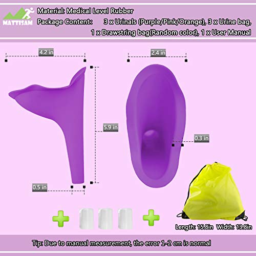 Portable Female Urination Device, Reusable Urinal Funnel | FREE Carry Bag, Disposable Urine Bags | Lets You Pee Standing Up, More Hygienic, Ideal for Camping, Outdoor, Travel, Car, Pregnant Women - Thumbnail 6