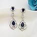 SELOVO Silver Tone Sapphire Color Navy Blue Cubic Zirconia Drop Earrings Jewelry
