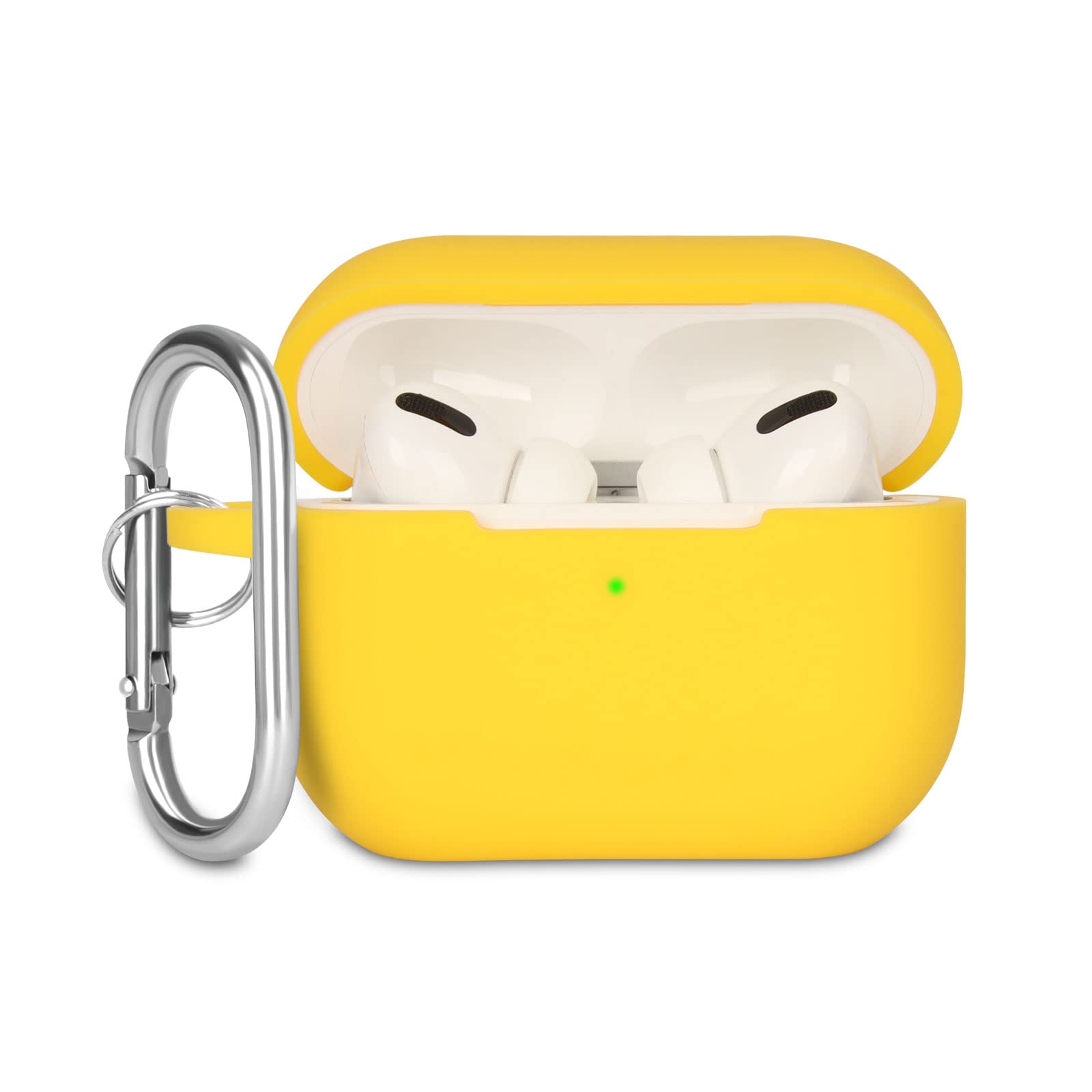 KOKOKA Case Cover Compatible with Airpods Pro, Soft Silicone Skin Case Cover Shock-Absorbing Protective Case for Airpods Pro 2019 with Carabiner, Front LED Visible, Yellow — image 1