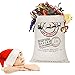 HBlife Canvas Santa Sack, 19.7 X 27.6 Inch Large Santa Bags for Gifts, Personalized Christmas Sacks for Presents with Drawstring, Style 3