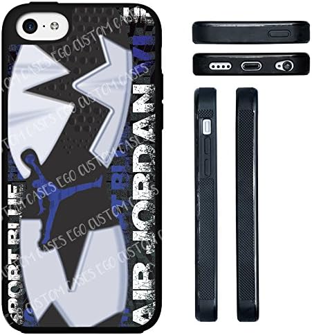 (iPhone 5c) EGO CUSTOM CASES Blue, Black and White Sport Blue 6's Foot Print TPU Rubber Silicone Phone Case