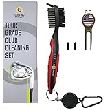 Golf Club Brush Cleaner - Premium Tour Grade and Heavy Duty - Ideal Golf Gift For Golfers - Bonus Golf Divot Tool - Golfing Gizmos