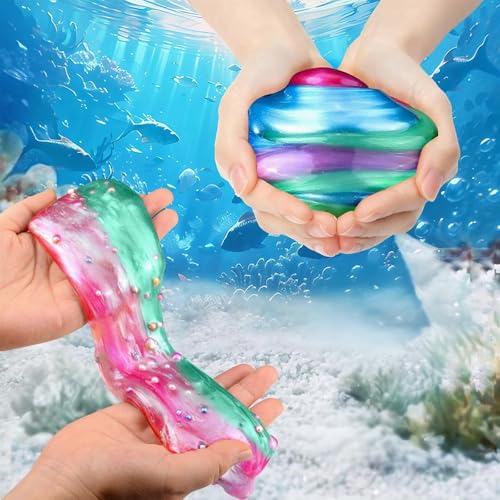 Beauenty Mermaid Slime Kit，Diy Slime Making kit for Kids,Mermaid Toys for Girls，Amazing Slimes to Make Butter Cloud & Foam Slimes,Fun Christmas New Year Birthday Gifts for Kids (style 1)