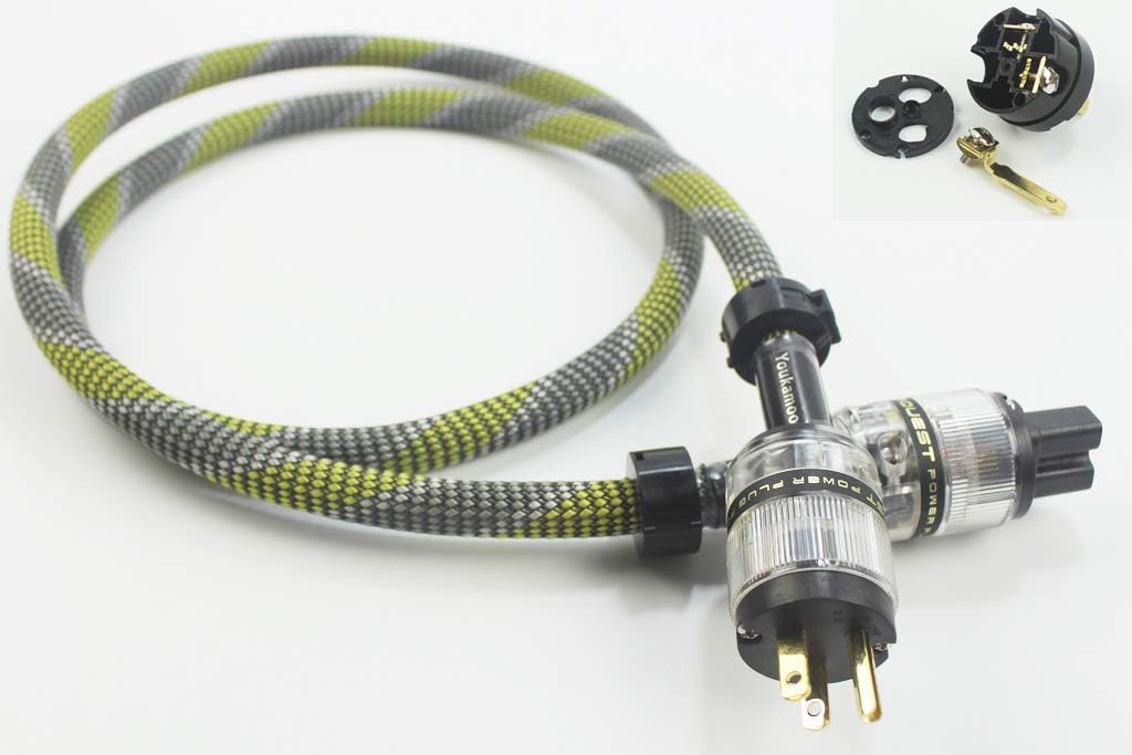 Youkamoo B12 12AWG Audiophile Hi-Fi Pure Copper AC Power Cable Cord Sonar US Plug (5ft / 1.5m)