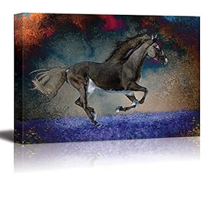 an Exposed Horse Caught in Mid Gallop - Canvas Art Home Art - 12x18 inches
