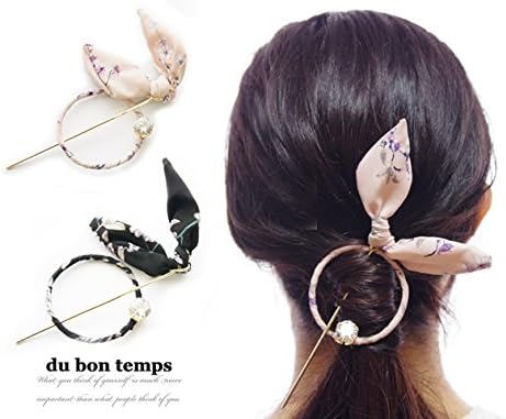Amazon マジェステ リボンの形を変えられる 花柄リボン うさ耳 のマジェステ かんざし ピンク ピン コーム 通販