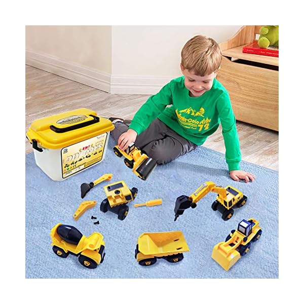 Take-Apart-Construction-Vehicles-Excavators-Truck-Toy-with-Storage-Box-6-in-1-DIY-Building-Educational-Gift-Toys-for-Boys-Girls-Age-3-4-5 Vanplay Take-Apart Construction Vehicles Excavators Truck Toy with Storage Box, 6 in 1 DIY Building Educational Gift…