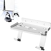 PS5 Pro&Slim Vertical Stand Wall Mount Kit, Thick Metal with Powder Coating, Includes Controller & Headset Hanger Brackets Holder, Mount Your Playstation 5 Pro Slim Console Next to TV,White
