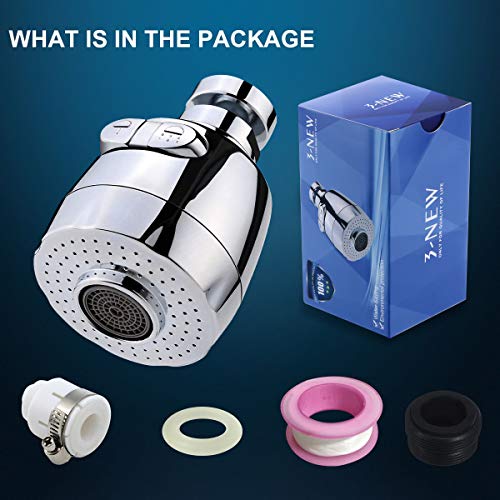 3New 360°Swivel Water Saving Tap Aerator Nozzle Filter Water Saving Tap Diffuser Kitchen Accessories (Short)