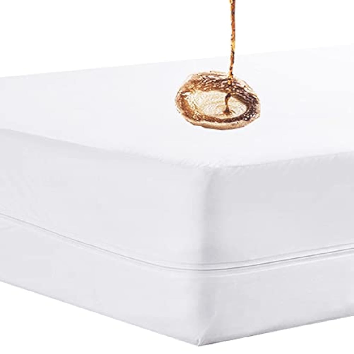 Waterproof Double Mattress Encasement Protector Cover with Zip Fully Enclosed Zipped 6 Sided Protection Soft Washable Breathable Mattress Cover Fitted 30cm Deep (Double 140x200cm)