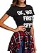 Haola Women's Casual Tops Summer Street Printed T-Shirt Short Sleeve Funny Tees Black S