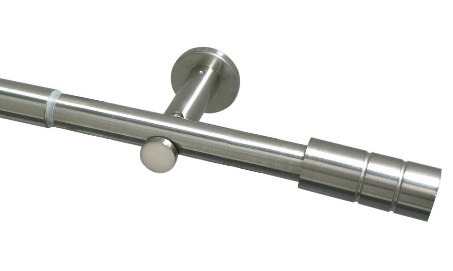 Gardinia Curtain Pole Set, 1-Track Cylinder Diameter 22/25 mm, 100-190 cm, Metal, Stainless Steel Look