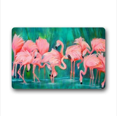 pink Flamingos,love heart Flamingos,love Flamingo design non-woven fabric top Custom Doormat,Indoor/Outdoor Floor Mat( 23.6 X 15.7 Inch)