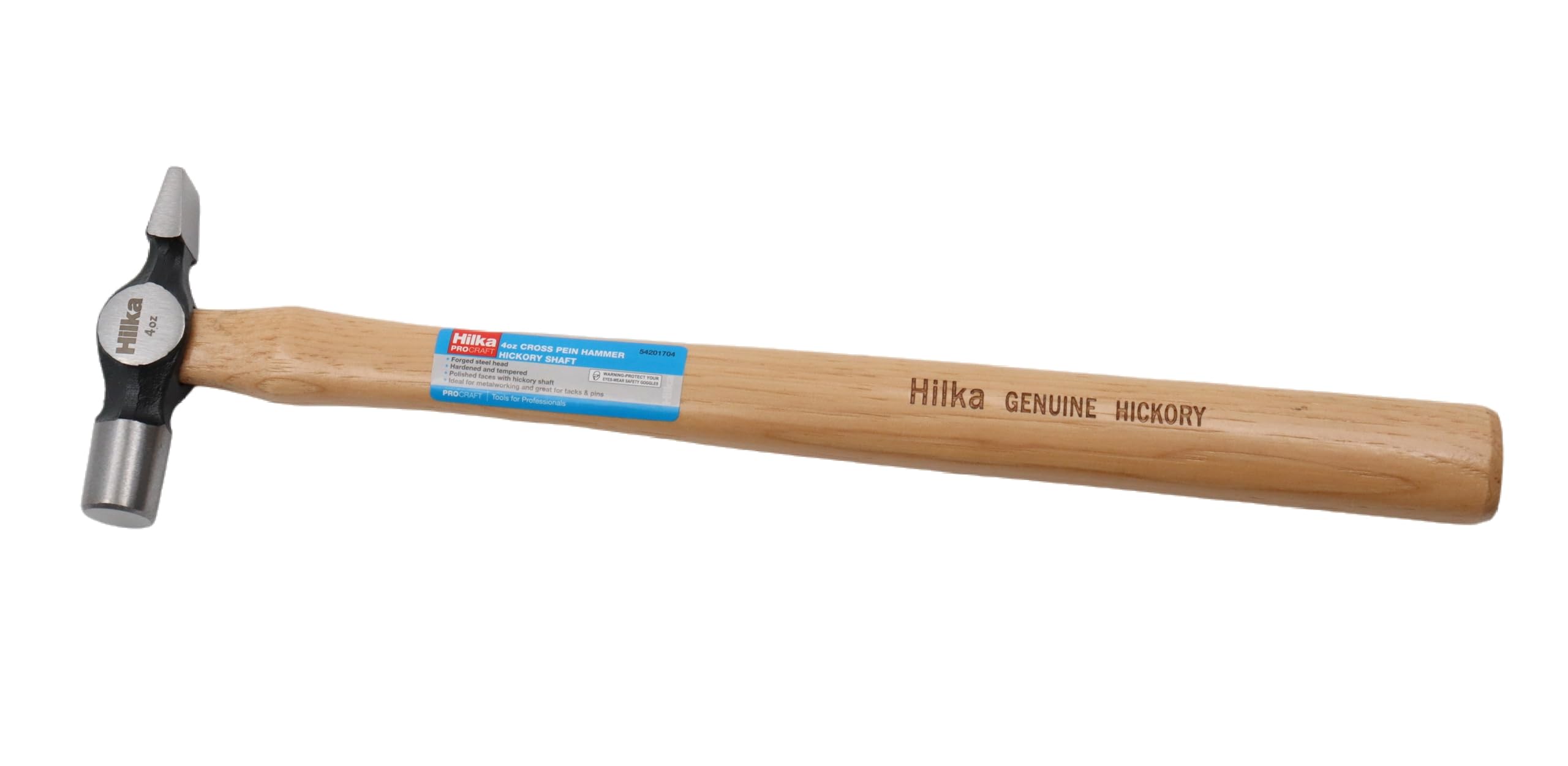 Hilka 54201704 4 oz Pro Craft Hickory Shaft Cross Pein Hammer, Silver