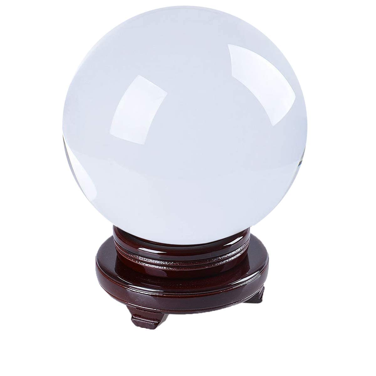 LONGWIN K9 Crystal Ball 150mm Photography Props Clear with Red Rotating Wood Stand Gift Packing