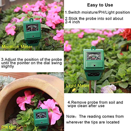 Hathdia Soil PH Meter,Soil Moisture Meter, 3-in-1 Soil Test Kit for PH/Moisture/Light Digital Soil Tester for Indoor/Outdoor Plant Care - Thumbnail 5