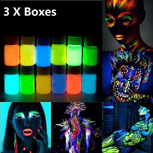 Face and Body Paint Neon Painting,UV Reactive Safe and Non-Toxic Blacklight Reactive Fluorescent Paint,Set of 3 Bottles