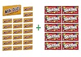 Milk Duds Chocolate And Caramel Concession Box 5 OZ (Pack of 21) + (10 Pack of Skittles, 2.17 oz)