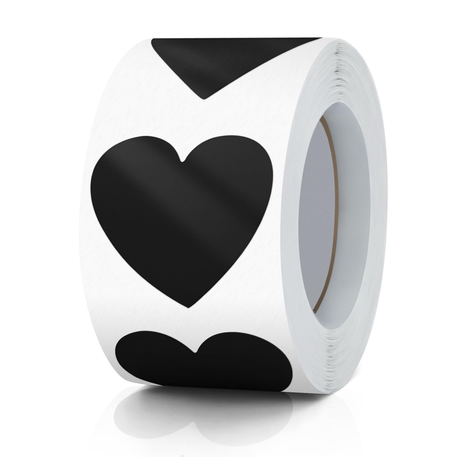 Meitaat Black Heart Stickers Roll 3.8 cm Valentine's Day Love Shape Labels Waterproof Removable for Craft Envelopes Boxes Gift Tags Bags Wedding 500 PCS